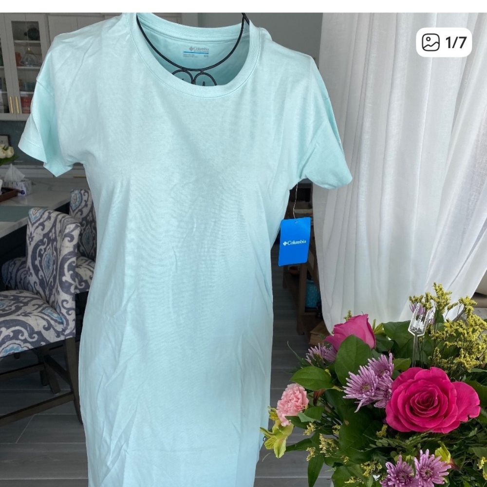 NWT Columbia Aqua T-Shirt Dress Sz L